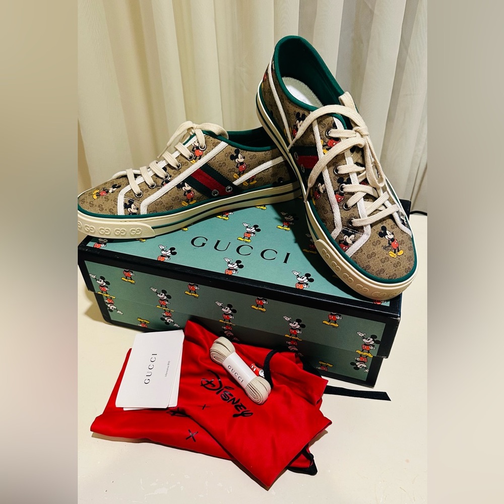 Gucci Disney Mickey Tennis 1977 GG Print Men’s Sneakers Size 9+